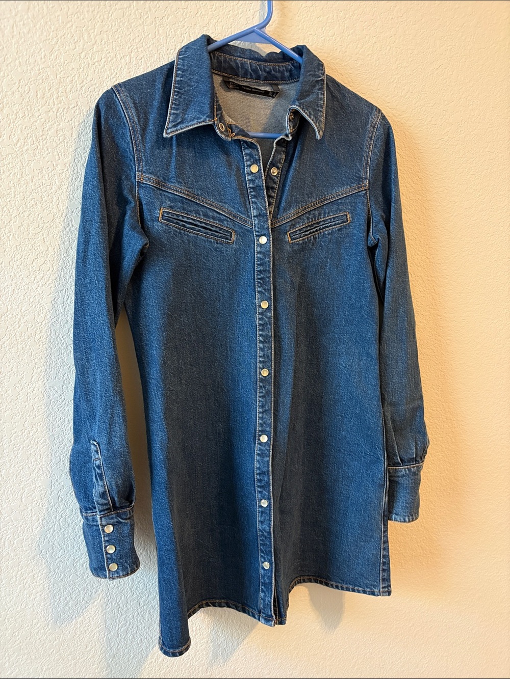 Zara Dark Blue Denim Shirt Dress